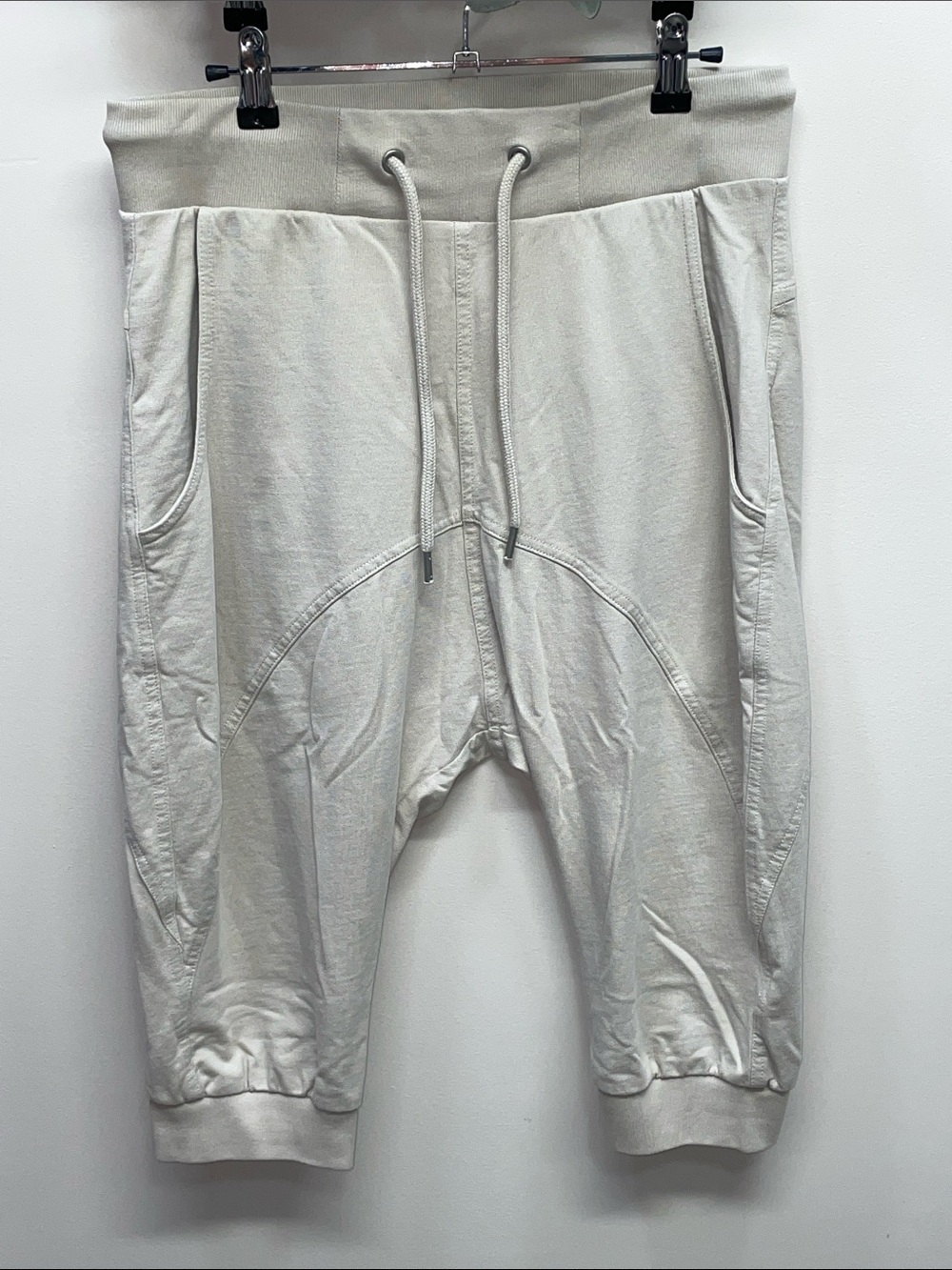 H&M Regular Fit Drop Crotch cropped harem jogger sweatshorts khaki S